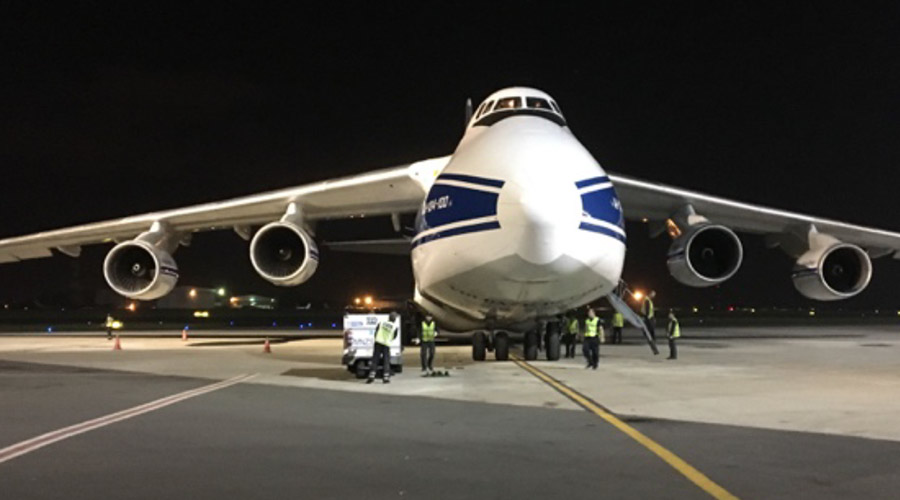 landed Antonov on the ground photographed from the front